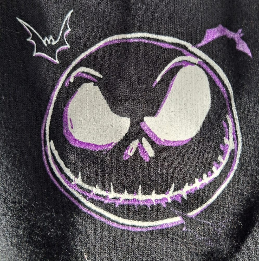 Disney Black Nightmare Before Christmas Cropped Oversized Long Sleeve Top - Picture 2 of 5
